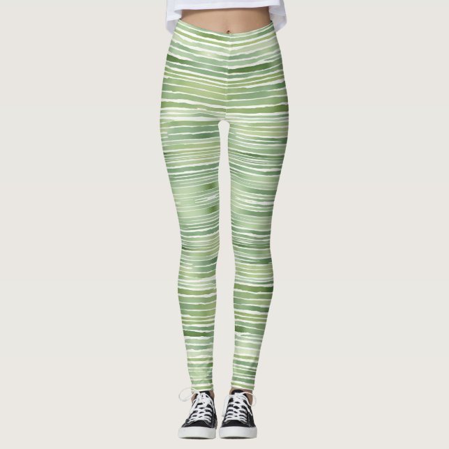 Green Stripes  Leggings (Front)
