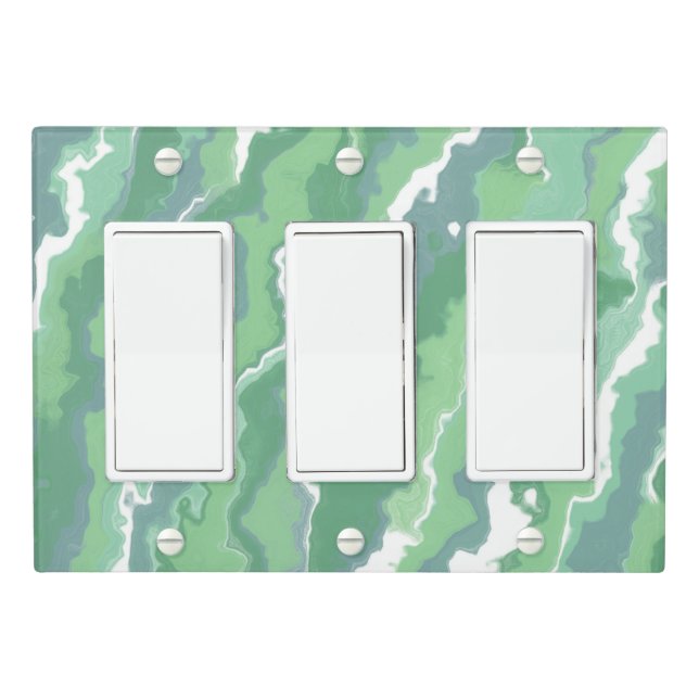 Green Stripes Light Switch Cover (In Situ)
