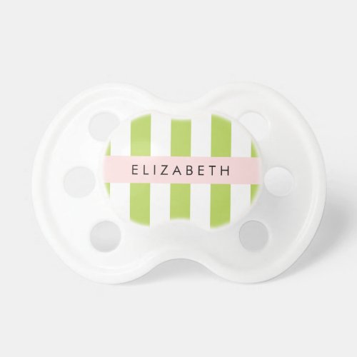 Green Stripes Lines Striped Pattern Your Name Pacifier