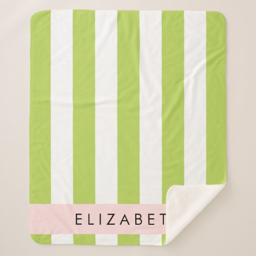 Green Stripes Lines Striped Pattern Your Name Sherpa Blanket