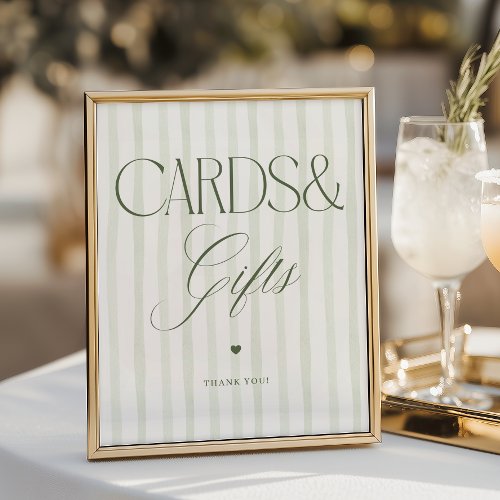 Green Stripes Luxe Script Cards and Gifts Sign