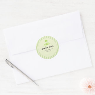 Green Stripes Matcha Baby Shower  Classic Round Sticker