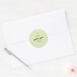 Green Stripes Matcha Baby Shower Classic Round Sticker