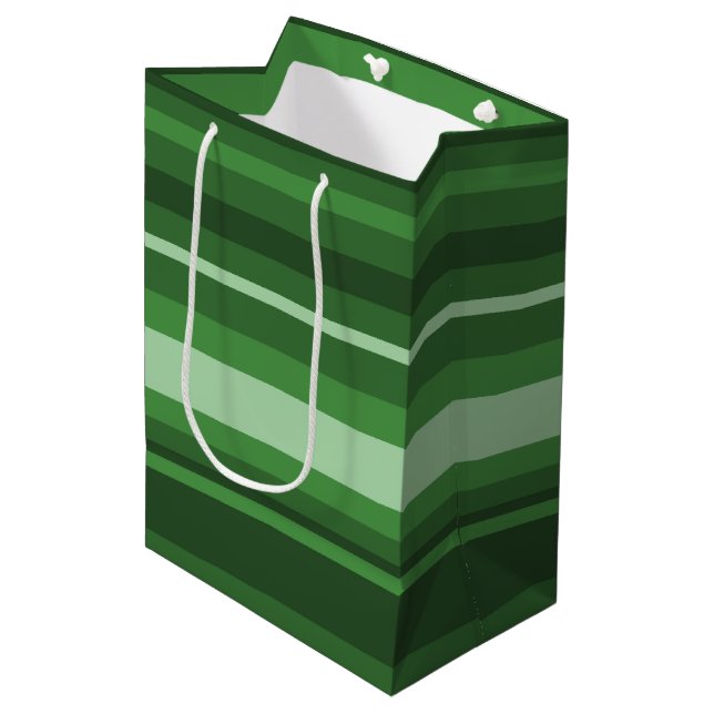 Green stripes medium gift bag (Front Angled)