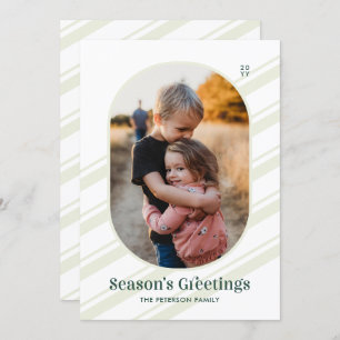 Green Stripes Merry Christmas Photo Holiday