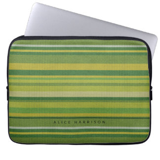 Green stripes mexican fabric style laptop sleeve