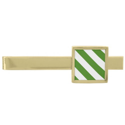 Green Stripes on Custom Color Gold Finish Tie Bar