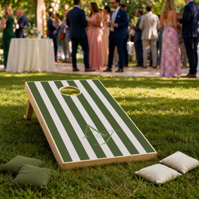 Green Stripes Outdoor Wedding Cornhole Set (Creator Uploaded)