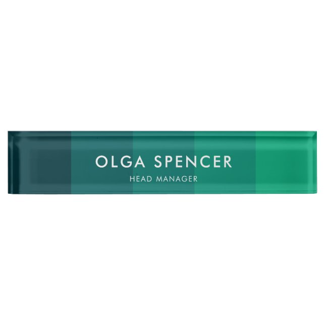 Green stripes palette desk name plate (Front)