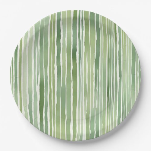 Green Stripes  Paper Plates