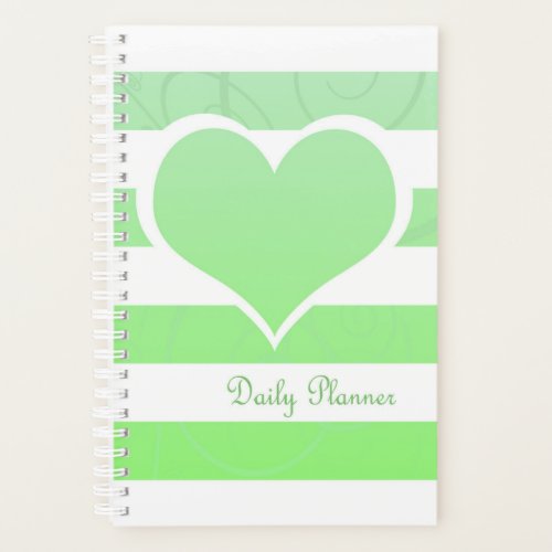 Green Stripes Pastel Heart Daily Planner