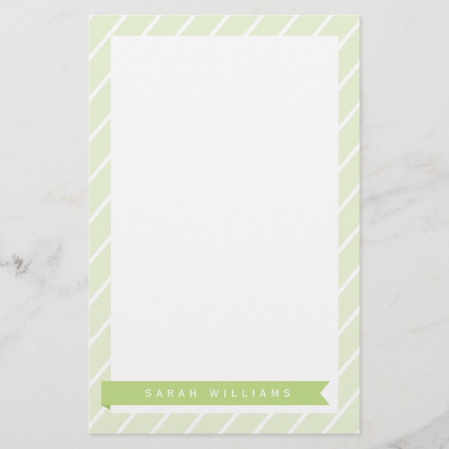 Green Stripes Pattern Stationery (Front)