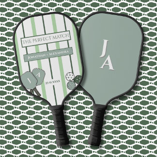Green Stripes Perfect Match Couples Pickleball Paddle