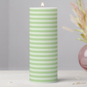 Green Stripes Pillar Candle
