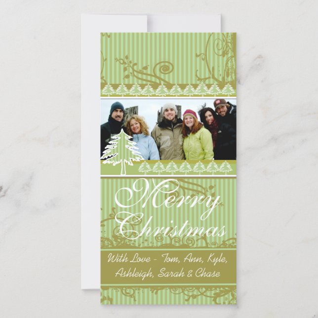 Green Stripes Pine Swirl Holiday Family Pictures (Front)