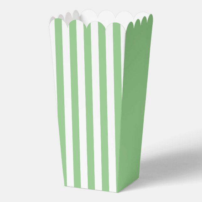 Green Stripes Popcorn Favor Box (Front)