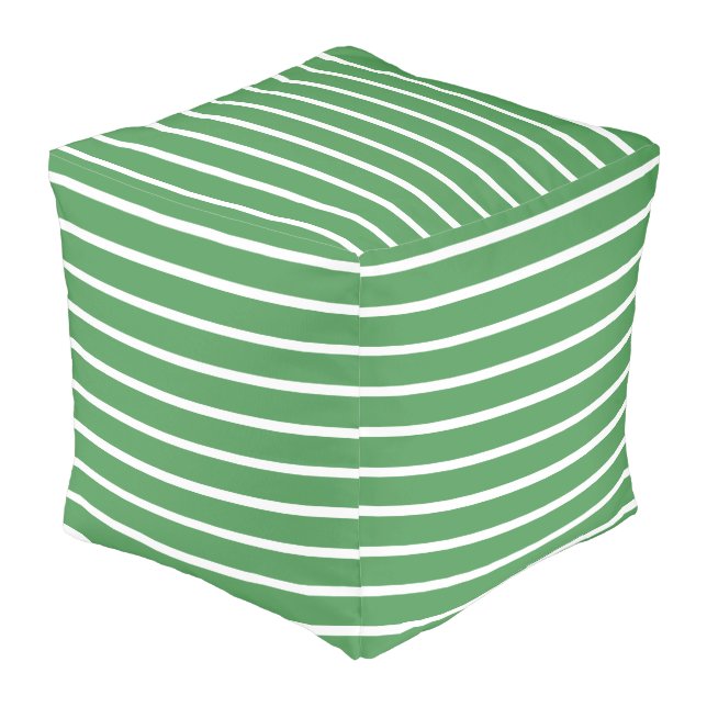 Green Stripes Pouf (Angled Front)