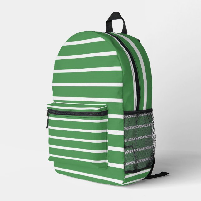 Green Stripes Printed Backpack (Back Corner Right)
