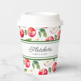 Green Stripes & Red Apples Customizable Paper Cups