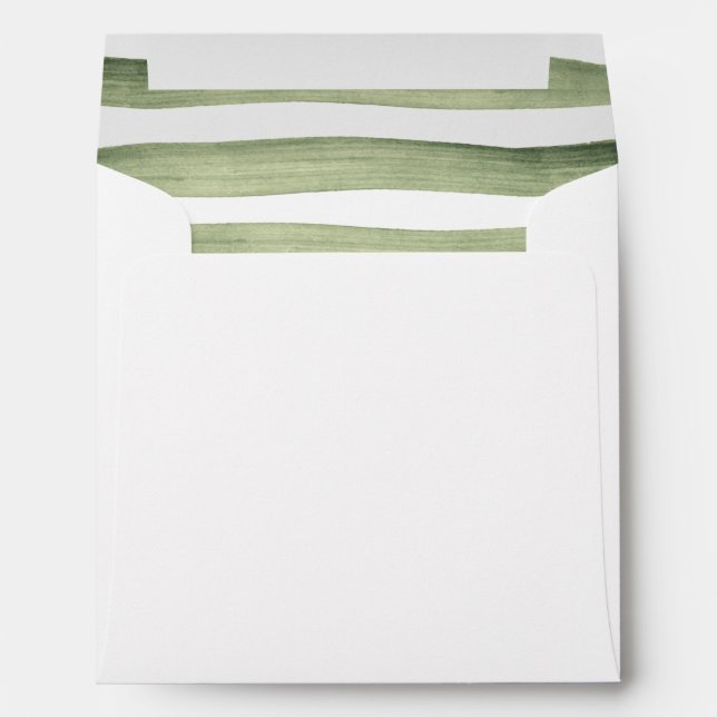 Green Stripes | Romantic Flowers Wedding Envelopes (Back (Bottom))