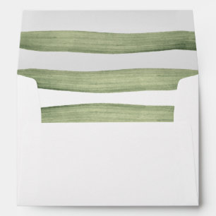 Green Stripes Romantic Flowers Wedding Envelopes