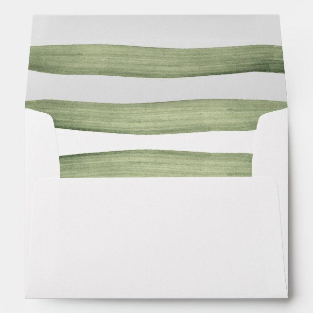 Green Stripes | Romantic Flowers Wedding Envelopes (Back (Bottom))
