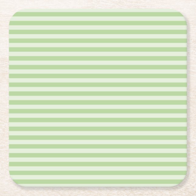 Green Stripes Square Paper Coaster (Front)
