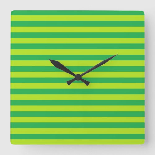 Green Stripes Square Wall Clock