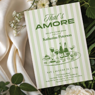 Green Stripes That's Amore Bridal Shower Invitation