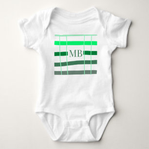green stripes thick monogram add name title letter baby bodysuit