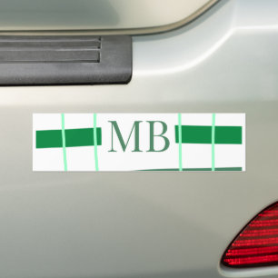 green stripes thick monogram add name title letter bumper sticker