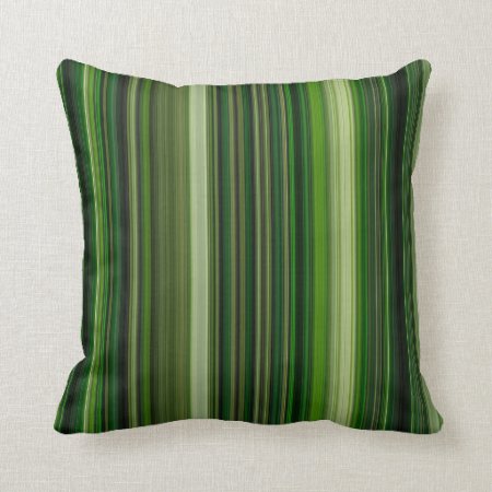 Green Stripes Throw Pillow