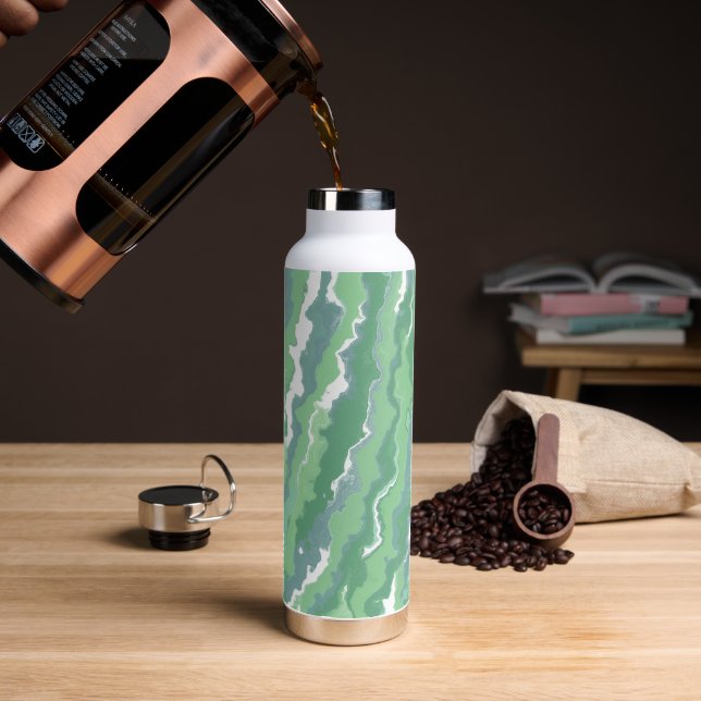 Green Stripes Water Bottle (Coffee)