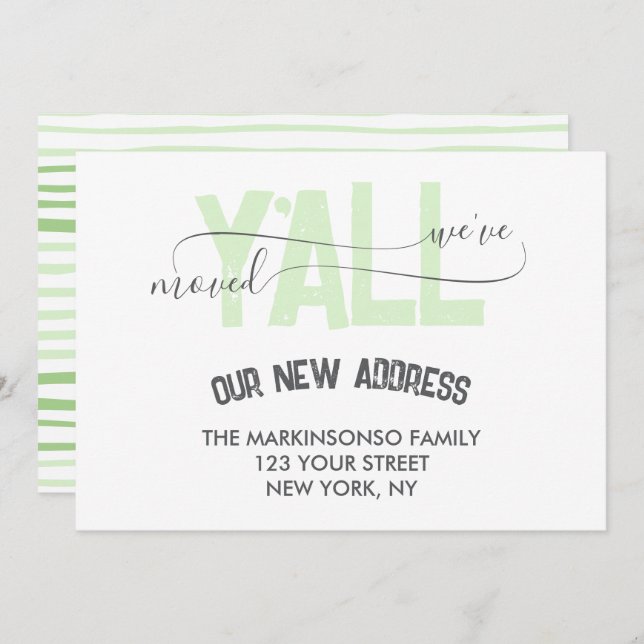 Green Stripes We Moved Y'all Moving Announcement (Front/Back)
