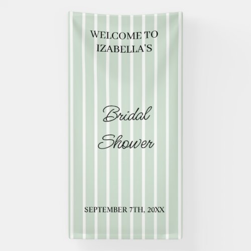 Green Stripes Wedding Bridal Shower Engaged Banner