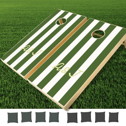 Green Stripes Wedding Cornhole Set
