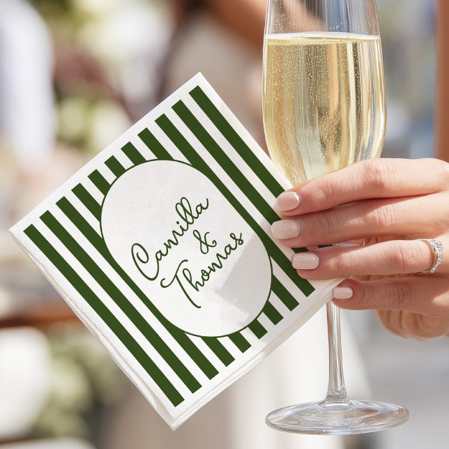 Green Stripes Wedding Napkins (Creator Uploaded)
