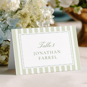 Green Stripes Wedding Place Cards