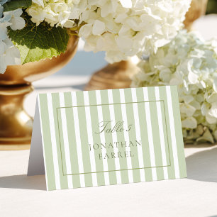 Green Stripes Wedding Place Cards