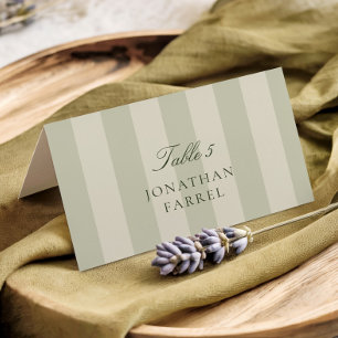 Green Stripes Wedding Place Cards