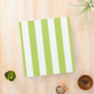Green Stripes, White Stripes, Striped Pattern 3 Ring Binder