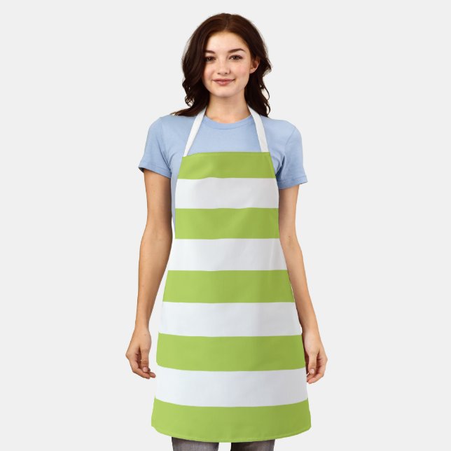 Green Stripes, White Stripes, Striped Pattern Apron (Worn)