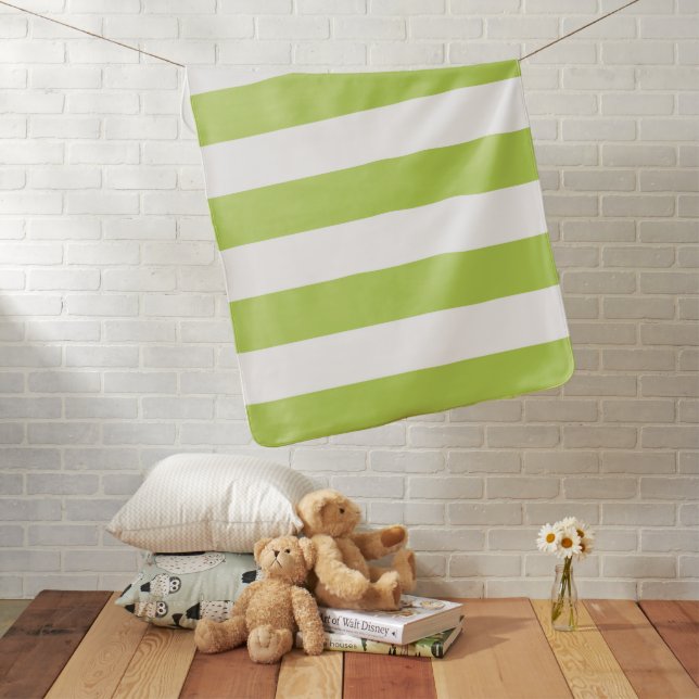 Green Stripes, White Stripes, Striped Pattern Baby Blanket (In Situ)