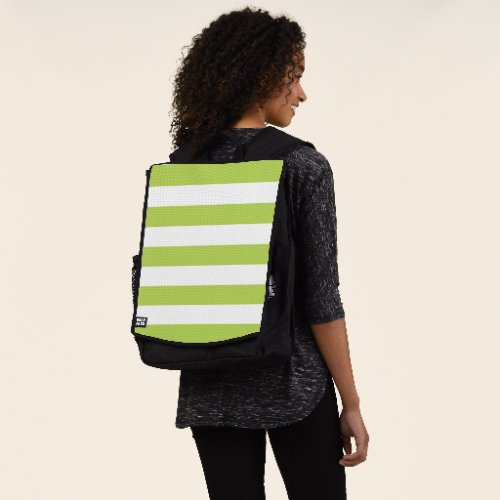 Green Stripes White Stripes Striped Pattern Backpack