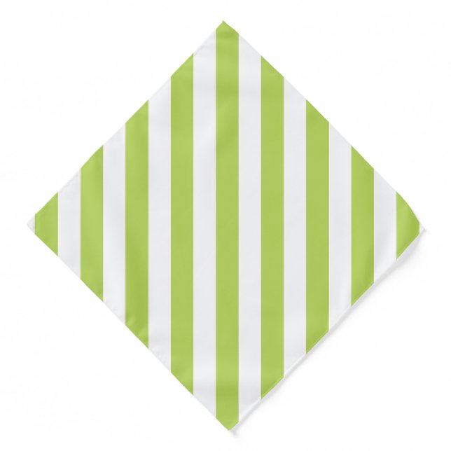 Green Stripes, White Stripes, Striped Pattern Bandana (Front)