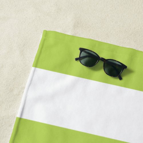 Green Stripes White Stripes Striped Pattern Beach Towel