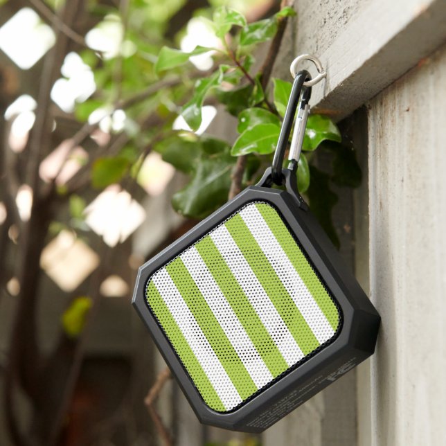 Green Stripes, White Stripes, Striped Pattern Bluetooth Speaker (Inisitu)