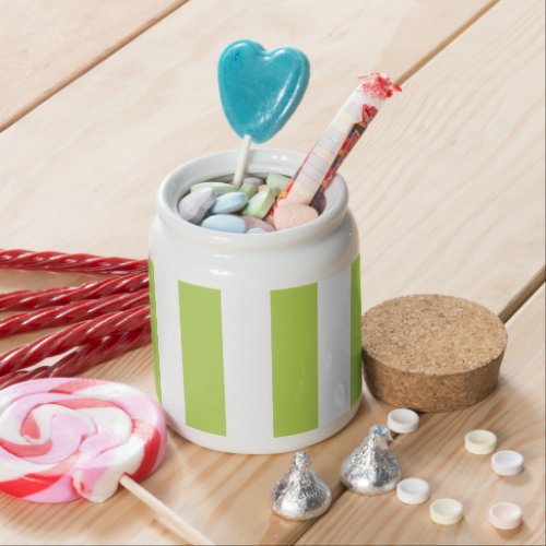 Green Stripes White Stripes Striped Pattern Candy Jar