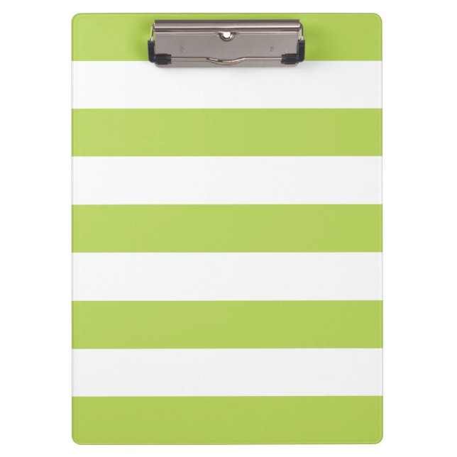 Green Stripes, White Stripes, Striped Pattern Clipboard (Front)