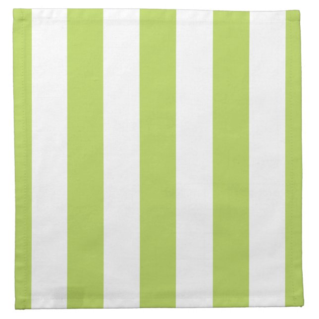 Green Stripes, White Stripes, Striped Pattern Cloth Napkin (Front)
